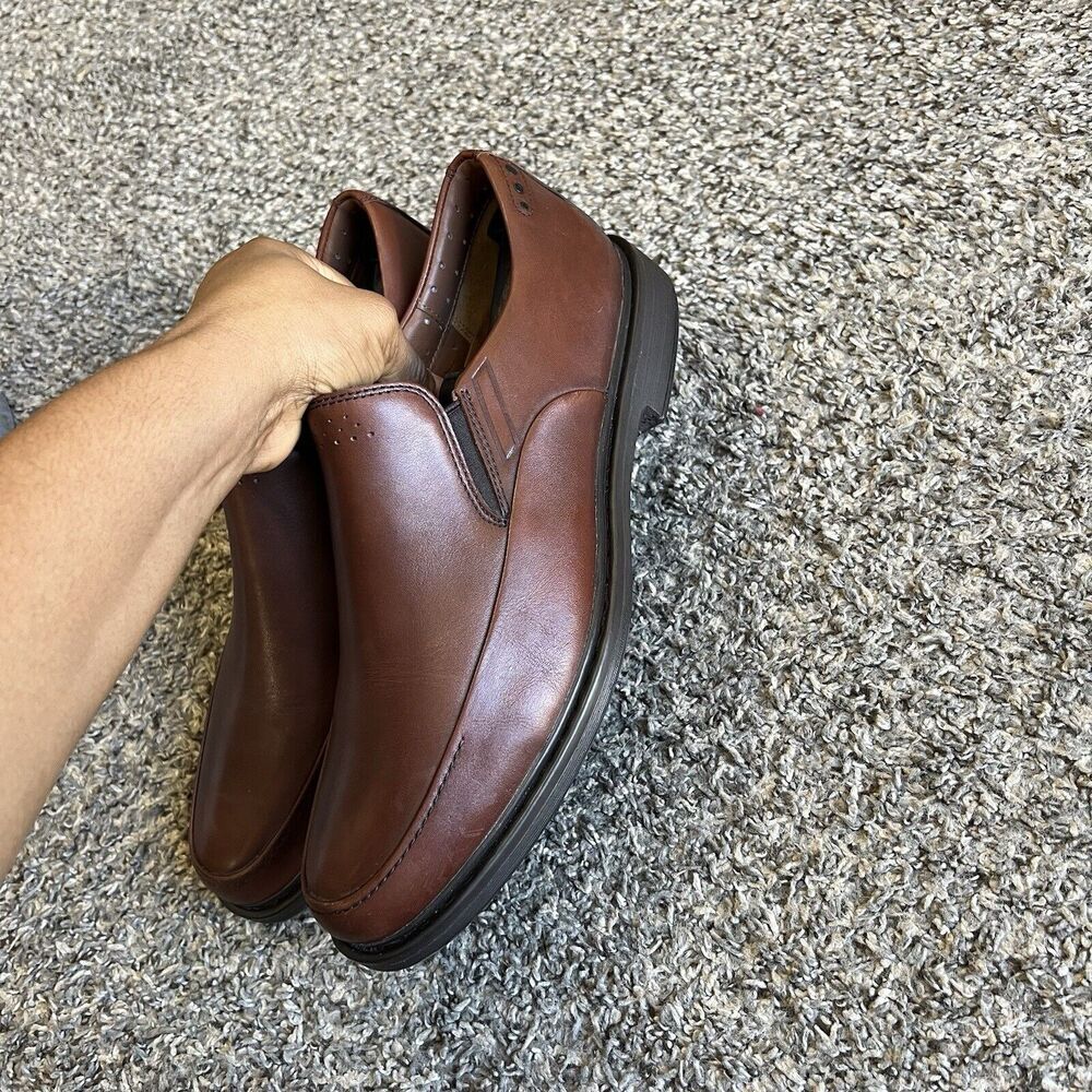 Clarks Active Air Vent Brown Leather Loafers Shoes Mens 9.5 M Slip On Comfort - Picture 7 of 10